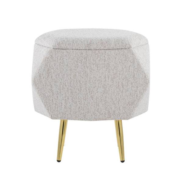 English Elm Ottoman Upholstered Storage Footrest with Metallic Legs for Living Room Bedroom Light Grey B202P471508