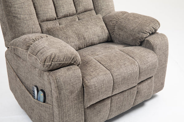 English Elm Power Lift Recliner modern velvet lift chair with remote, tufted wingback, ergonomic support, 350 lb capacity taupe W547S00065
