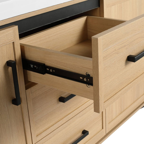 English Elm 60" Freestanding Bathroom Vanity With Double Sink, Soft-Close Doors & Drawers In Original Oak Finish P2 W1972P315237-GIGA