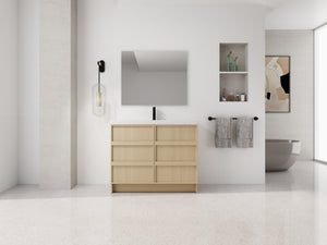 English Elm 42" Freestanding Bathroom Vanity Plywood Base Resin Sink Soft Close Doors Dune Oak W999S00510
