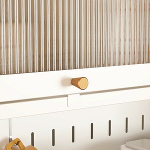 English Elm Kitchen Pantry Cabinet White Glass Doors Adjustable Shelves Side Hooks Rope Holes Slim 45"L Storage for Kitchen Living Dining Room Elegance T2398P272122