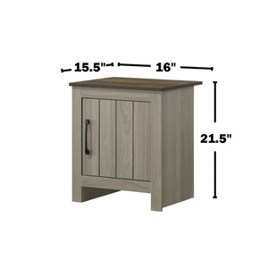 English Elm 16"w Two-tone Gray Oak End Table with Cabinet Door for Living Room or Bedroom B016P416056