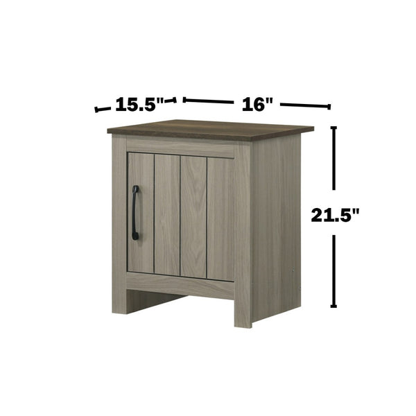 English Elm 16"w Two-tone Gray Oak End Table with Cabinet Door for Living Room or Bedroom B016P416056