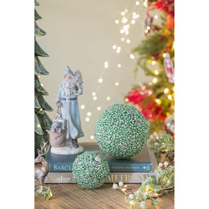 English Elm D3.9" Beaded Flocked Christmas Ball Ornaments Set of 6 Textured Holiday Tree Accents W2078P257514