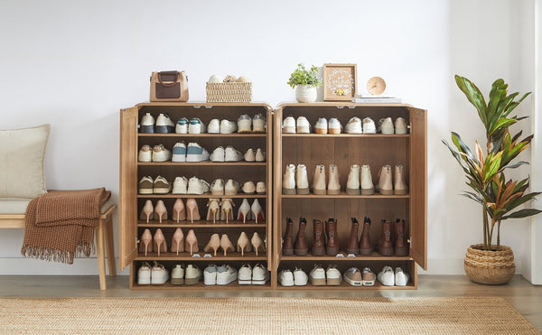 English Elm Rattan Door Shoe Cabinet Six Tier Adjustable Shelving Entryway Storage Organizer Caramel W1820P399463