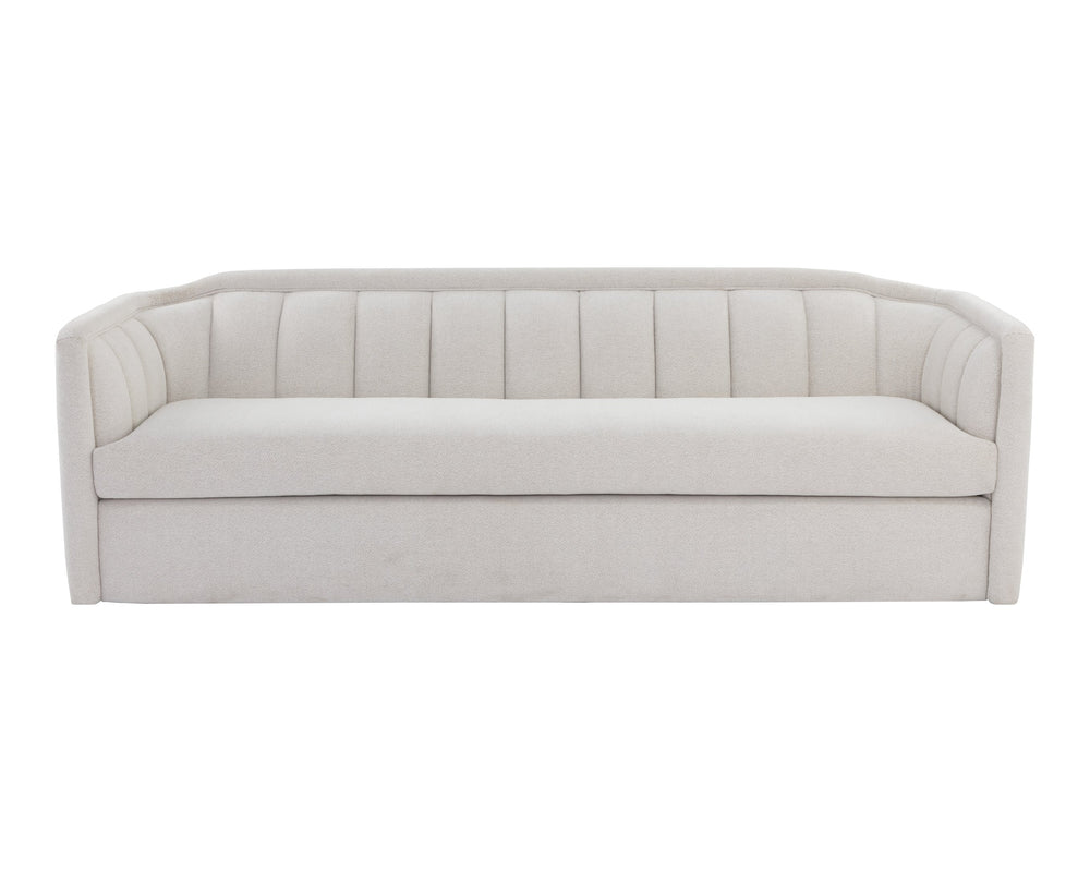 Sunpan Birrit Sofa - Experience Ultimate Comfort with Durable Performance Fabric and Stylish Vertical Tufting Alaska Greige