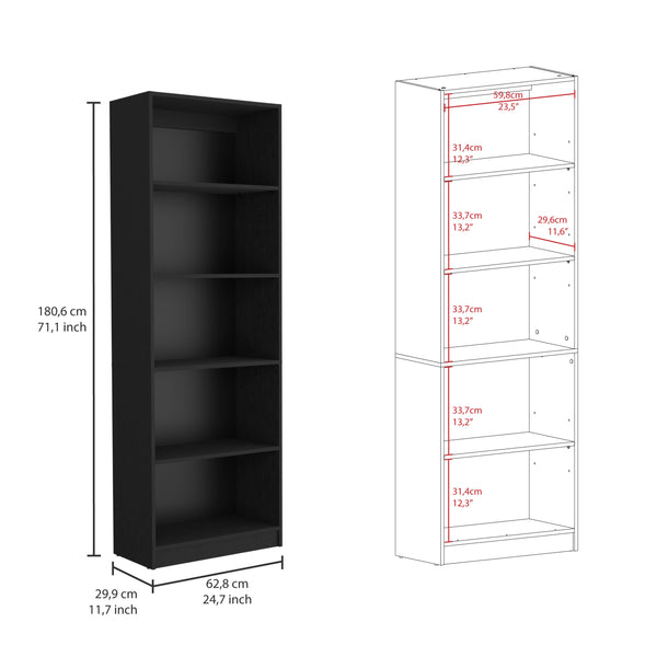 English Elm Poston 3-Piece Home Bookcase Set with 13 Shelves and Two-Door Cabinet for Stylish Organized Living Room Black 41 L x 28 W x 5 H B200S00318