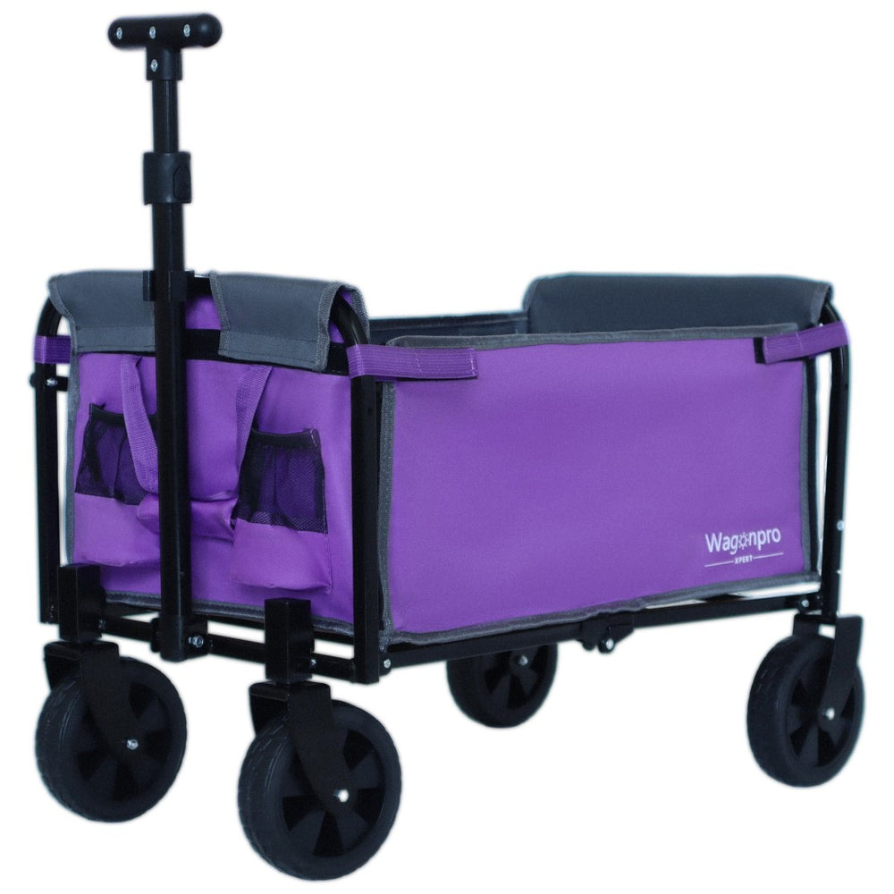 English Elm All-in-one Folding Camping Wagon with Bench Seating Storage and Pet Tether Outdoor Purple W2932P312714