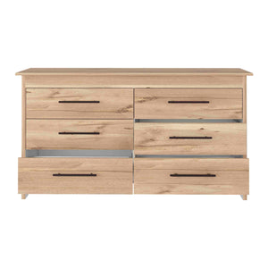 English Elm Double Six-Drawer Dresser with Metal Gliders and Pulls, Engineered Wood, Compact 31.7" Height Multicolor 35 L x 22 W x 7 H B097S00135
