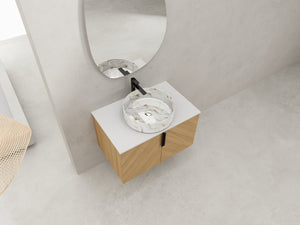 English Elm 30" Stylish Wall-Mounted Bathroom Vanity With Ceramic Sink, Soft-Close Doors & Modern Design W999S00445