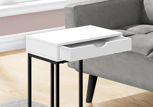 English Elm Accent Table - C-Shaped Modern Design With Drawer For Storage - Stylish Side Table For Living Spaces B2710P219419