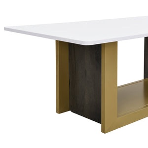 English Elm VIBE Light Luxury TV Cabinet and Coffee Table Set with Gold Accents, MDF & Metal, Spacious Storage White SJ000149AAK