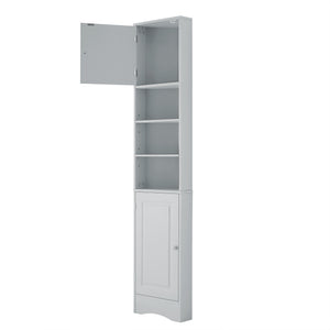 English Elm Multi-Functional Corner Cabinet Tall Trapezoid Bathroom Storage with Adjustable Shelves, Doors, Anti-Dump Device Grey WF530911AAE