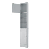 English Elm Multi-Functional Corner Cabinet Tall Bathroom Storage Cabinet With Two Doors and Adjustable Shelves, Open Shelf, Grey