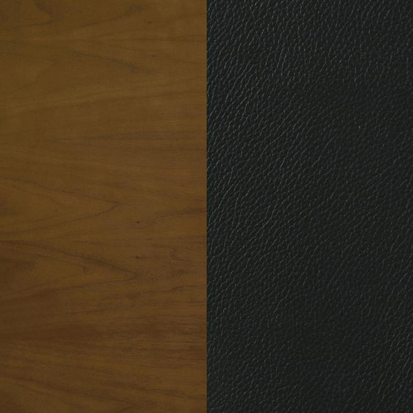 English Elm Set of 2 Wood Dining Side Chairs with Black Leatherette Seats, Transitional Design, Sturdy Rectangular Backrest Dark Walnut B016P368770