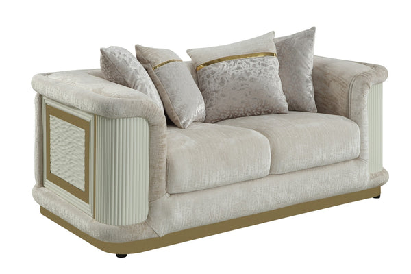 English Elm Bona Glam 3 Piece Living Room Sofa Set Chenille Upholstered with Gold Steel Base B009S02177