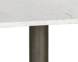 Sunpan Claudia Bistro Table - Elegant Art Deco Design with Unique Marble Top and Pewter Steel Base for Dining 30W x 30D x 30H