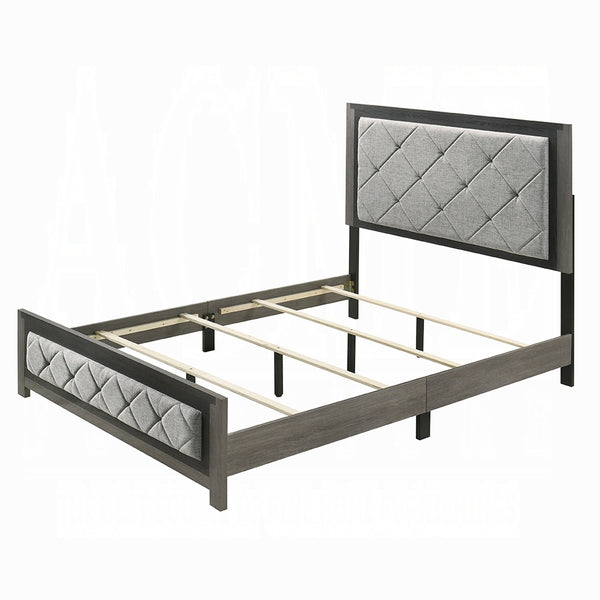 English Elm Modern Twin-Over-Full Bunk Bed with Angled Ladder, Solid Hardwood Frame and Patented Lock Joint Gray 82 L x 36 W x 8 H B2741S00705
