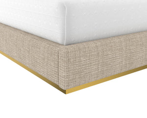 Sunpan Danbury King Bed in Naya Check Cream - Modern Comfort with Rustic Bronze Accents for Stylish Interiors