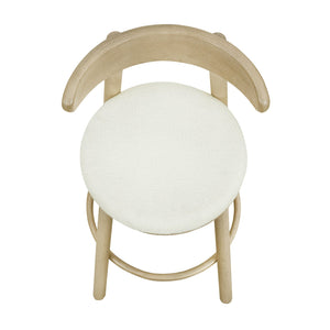 English Elm Christopher Knight Home® - Round Chunky Cushion Bar Stool with Curved Ergonomic Back, Solid Rubberwood Frame, Durable Comfort Beige,Natural Ash N771P346003A