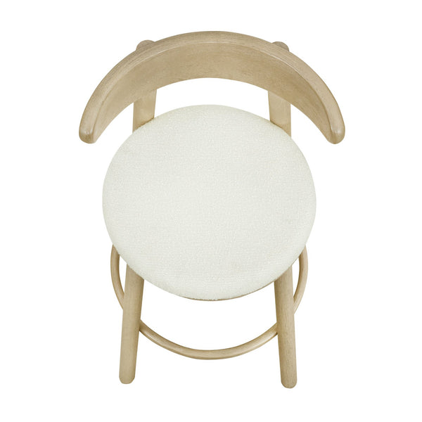 English Elm Christopher Knight Home® - Round Chunky Cushion Bar Stool with Curved Ergonomic Back, Solid Rubberwood Frame, Durable Comfort Beige,Natural Ash N771P346003A