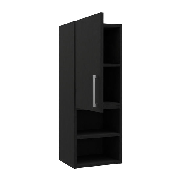 English Elm Medicine Single Door Cabinet with Soft-Close Hinges, Engineered Wood, Open Shelf and Two Interiors Black 22.44 L x 16.14 W x 5.91 H B097132933