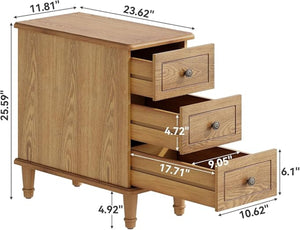 English Elm C-shaped Side Table Slatted Mdf Frame Dark Wood Finish Sofa or Bed Accent T3971P452716