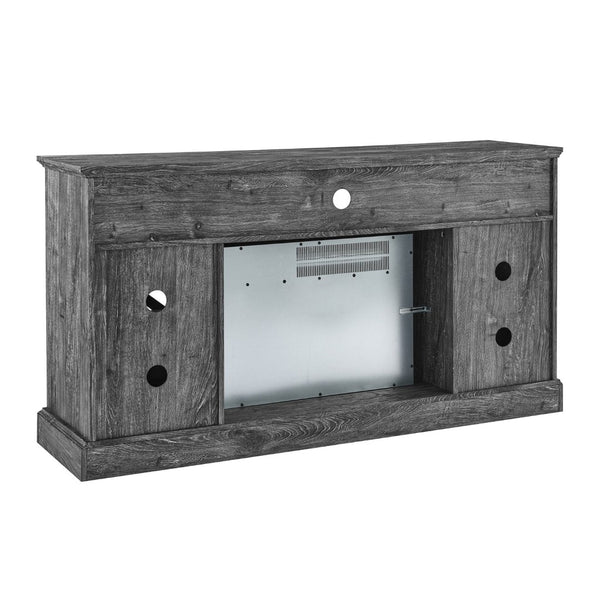 English Elm 60 Inch Farmhouse Electric Fireplace Tv Stand with Led Flame and Cabinet Storage Dark Oak W1769S00003