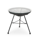 Christopher Knight Home® - Noble House - Nusa Outdoor Modern Faux Rattan Side Table with Tempered Glass Top