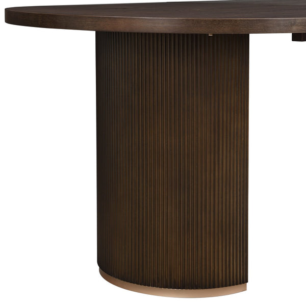English Elm Christopher Knight Home® - Oval Dining Table Double Pedestal - Rustic Walnut Elegance For Family Gatherings & Entertaining N771P265584T_N771P265585T