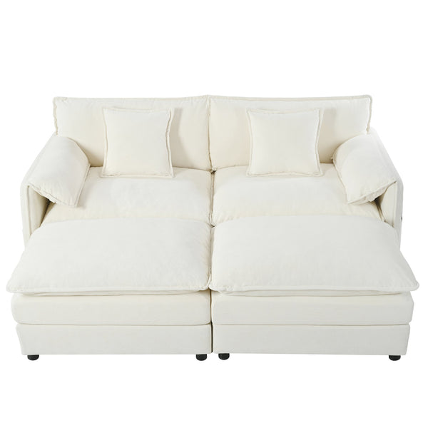 English Elm Deep Seat Sectional Cloud Sofa With 2 Ottomans, Plush Pillows & Smart Storage For Ultimate Comfort W3163S00013