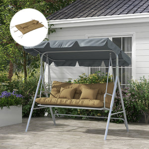 English Elm Outsunny Tufted Patio Bench Cushion Set Polyester Fill Water Resistant Outdoor Seat Brown W2225P174519