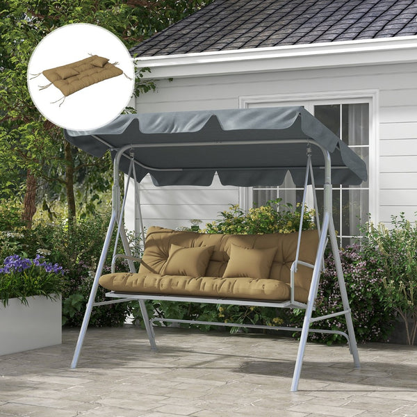 English Elm Outsunny Tufted Patio Bench Cushion Set Polyester Fill Water Resistant Outdoor Seat Brown W2225P174519