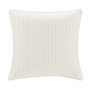JLA Home INK+IVY - Cotton Quilted Euro Sham with Embroidered Texture, Breathable 26x26 Farmhouse Accent Pillow Cover White II11-227