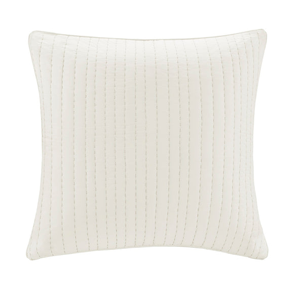JLA Home INK+IVY - Cotton Quilted Euro Sham with Embroidered Texture, Breathable 26x26 Farmhouse Accent Pillow Cover White II11-227