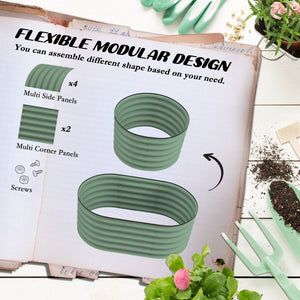 English Elm Outsunny Galvanized Raised Garden Bed Kit - Durable Metal Elevated Planter For Flowers & Vegetables W2225P200925-GIGA