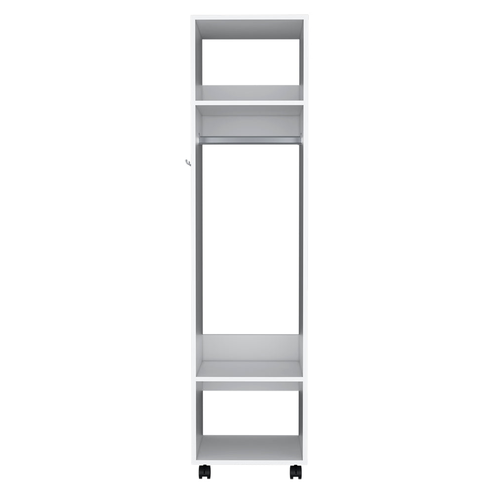 English Elm Wardrobe Devon White Engineered Wood with Mirror, Rod & Shelves — Compact Bedroom Storage, Durable Finish B092P225205