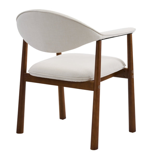 English Elm Modern Rubberwood Dining Chair Set Sculptural Curved Back Upholstered Seat Walnut Frame Beige,Walnut N768P391165W