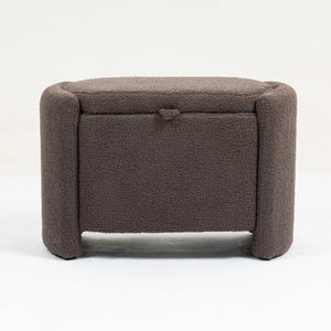 English Elm Mid Mid Century Modern Velvet Accent Chair with Wood Frame, Storage Ottoman, Cozy Reading Seat Brown W547P299475