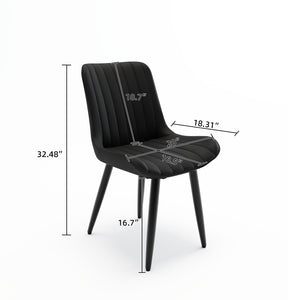 English Elm Set of 2 Armless Pu Leather Dining Chairs Cushioned Seat Brushed Metal Legs Modern Black W3316P426933