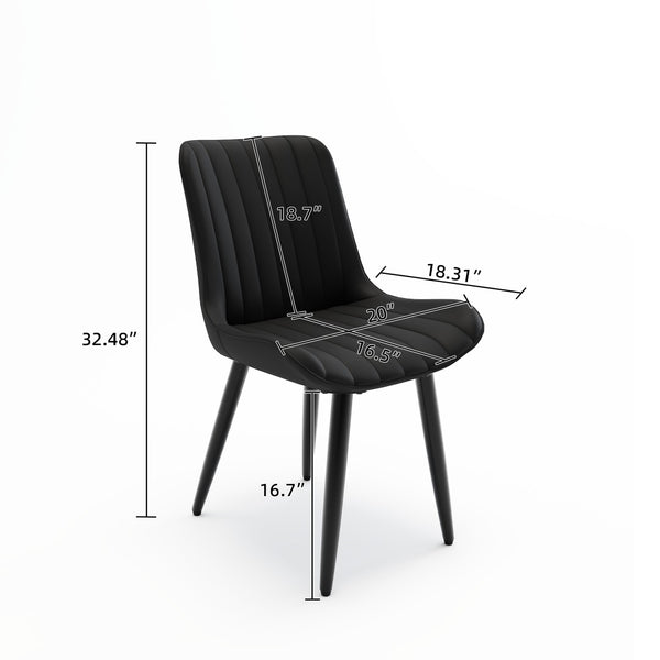 English Elm Set of 2 Armless Pu Leather Dining Chairs Cushioned Seat Brushed Metal Legs Modern Black W3316P426934