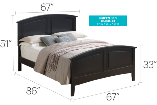 English Elm Cozy Black Queen Bed with Sturdy Particle Board Frame, 50"H x 68"W x 83"D for Stylish Comfort and Support B078S00421
