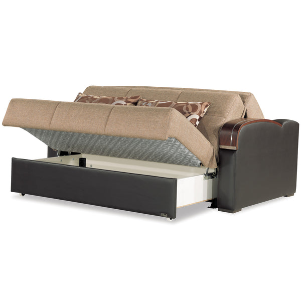 English Elm PrimeNest SlumberCore Collection Upholstered Convertible Loveseat with Storage, Sleeper, Durable PU Finish Brown B030P281822