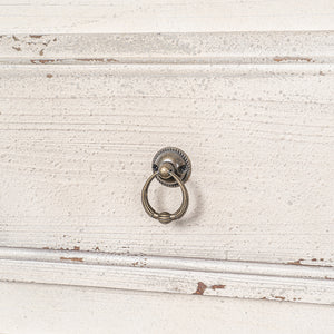 English Elm 24QJ0028 Antique Cream Wood & Metal Chest with 3 Drawers, Distressed Finish, Brown Interior, 48" L W2946P243866