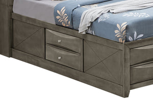 English Elm Sleek Gray Full Storage Bed with Built-In Drawers, Modern Particle Board Design, Durable Support B078S00185