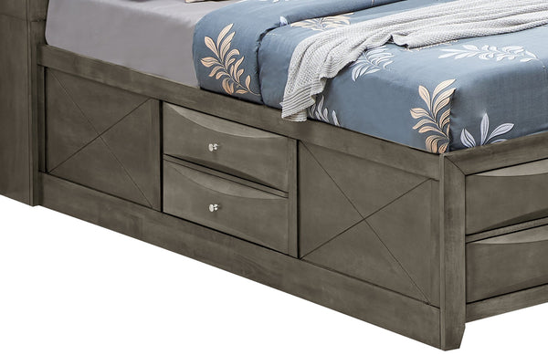 English Elm Sleek Gray Full Storage Bed with Built-In Drawers, Modern Particle Board Design, Durable Support B078S00185