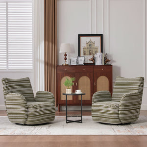 English Elm Modern Boucle 360° Swivel Leisure Chair with High‑Resilience Sponge, Supportive Curve, 550lb Capacity Olive Green W395P355490
