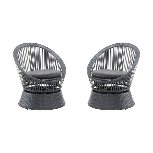 English Elm Christopher Knight Home® - [Set Of 2] Stylish Gray Swivel Wicker Lounge Chairs With Plush Cushions For Indoor And Outdoor Relaxation N767P237032B_2