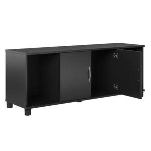 English Elm Lory Entryway Bench with Four Open Shoe Compartments in Sleek Black Finish B2733P444610