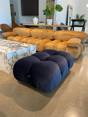 English Elm Bubble Midnight Blue Velvet Sofa Ottoman with Layered Foam Comfort, Solid Wood Legs & Carabiners B353P348944
